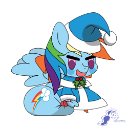 Size: 9934x9934 | Tagged: safe, artist:dimanizma, imported from derpibooru, rainbow dash, pegasus, pony, absurd resolution, anime, bag, blue, chibi, christmas, clothes, costume, cute, fate/stay night, female, filly, foal, happy new year, hat, hearth's warming eve, holiday, padoru, santa costume, santa hat, simple background, solo, spread wings, transparent background, watermark, wings