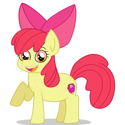 Size: 1280x1280 | Tagged: safe, artist:emo-self-shipping-art-doodles, imported from derpibooru, apple bloom, earth pony, pony, adorabloom, cute, female, filly, foal, raised hoof, simple background, solo, white background