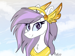 Size: 2160x1620 | Tagged: safe, artist:tizhonolulu, imported from derpibooru, oc, oc:athena (shawn keller), pegasus, pony, cloud, guardians of pondonia, looking at you, solo