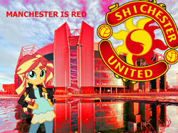 Size: 1280x960 | Tagged: safe, imported from derpibooru, sunset shimmer, equestria girls, manchester united, old trafford, solo