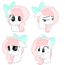 Size: 4000x4000 | Tagged: safe, artist:sugarcubecreationz, imported from derpibooru, oc, oc only, oc:sweetheart, pony, unicorn, bow, expressions, facial expressions, hair bow, horn, simple background, solo, transparent background, unicorn oc