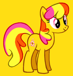 Size: 591x619 | Tagged: safe, artist:barneyboy568, gem blossom, earth pony, pony, adorablossom, cute, female, g3, g3 to g4, g4, generation leap, mare, simple background, smiling, solo, yellow background