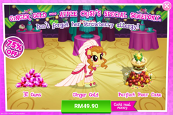 Size: 1038x688 | Tagged: safe, imported from derpibooru, ginger gold (idw), advertisement, costs real money, female, gameloft, gem, mare, official