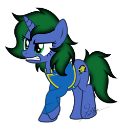 Size: 5000x5217 | Tagged: safe, artist:kaitykat117, imported from derpibooru, oc, oc:starr luck(kaitykat), unicorn, angry, base used, clothes, eye lashes, female, gradient mane, green eyes, gritted teeth, high res, mare, military, name tag, raised leg, shirt, simple background, stern, transparent background, uniform, vector