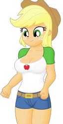 Size: 1300x2552 | Tagged: safe, artist:ah96, edit, editor:ah96, imported from derpibooru, applejack, equestria girls, breast edit, breasts, busty applejack, cleavage, female, ms paint, shading, simple background, transparent background