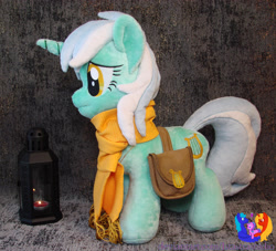 Size: 2536x2304 | Tagged: safe, artist:1stastrastudio, imported from derpibooru, lyra heartstrings, pony, bag, clothes, irl, lantern, photo, plushie, saddle bag, scarf, solo