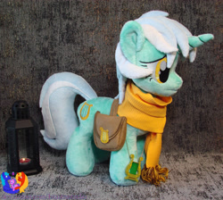 Size: 2566x2304 | Tagged: safe, artist:1stastrastudio, imported from derpibooru, lyra heartstrings, pony, bag, clothes, irl, lantern, photo, plushie, saddle bag, scarf, solo