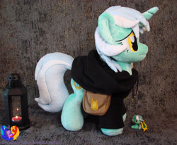 Size: 2791x2304 | Tagged: safe, artist:1stastrastudio, imported from derpibooru, lyra heartstrings, pony, bag, clothes, hoodie, irl, lantern, photo, plushie, saddle bag, solo