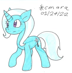 Size: 882x905 | Tagged: safe, artist:cmara, imported from derpibooru, trixie, pony, unicorn, female, full body, hooves, horn, mare, signature, simple background, solo, standing, tail, white background