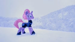 Size: 1024x576 | Tagged: safe, imported from derpibooru, photographer:pakapaka1993, tempest shadow, pony, unicorn, irl, japan, photo, plushie, snow, snowfall, solo, tree, winter