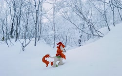 Size: 2048x1274 | Tagged: safe, imported from derpibooru, photographer:pakapaka1993, autumn blaze, kirin, pony, irl, japan, photo, plushie, snow, solo, tree, winter