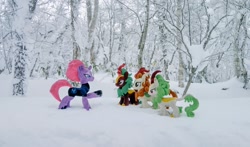 Size: 1024x601 | Tagged: safe, imported from derpibooru, photographer:pakapaka1993, autumn blaze, cinder glow, spring glow, summer flare, tempest shadow, kirin, pony, unicorn, irl, japan, photo, plushie, snow, tree, winter