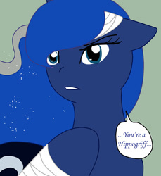 Size: 600x654 | Tagged: safe, artist:ask--luna-and-rarity, imported from derpibooru, princess luna, alicorn, pony, series:arc 1, bandage, solo