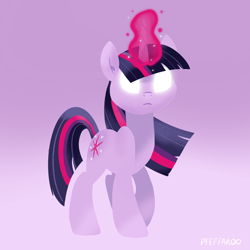 Size: 2048x2049 | Tagged: safe, artist:pfeffaroo, imported from derpibooru, twilight sparkle, pony, unicorn, glowing, glowing eyes, gradient background, magic, solo, unicorn twilight