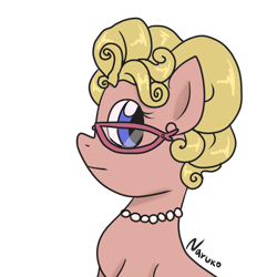 Size: 1024x1024 | Tagged: safe, artist:wrath-marionphauna, imported from derpibooru, earth pony, pony, adoraphyllis, cute, g5, glasses, jewelry, my little pony: a new generation, necklace, pearl necklace, phyllis cloverleaf, poker face, simple background, solo, transparent background
