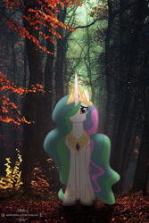 Size: 500x750 | Tagged: safe, artist:zombielandundead, imported from derpibooru, princess celestia, alicorn, pony, 2019, female, forest, irl, looking at you, mare, photo, ponies in real life, solo