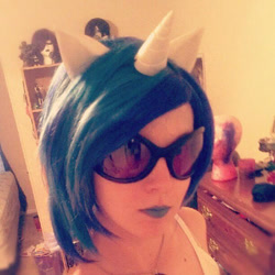 Size: 500x500 | Tagged: safe, imported from derpibooru, dj pon-3, vinyl scratch, human, 2012, clothes, cosplay, costume, irl, irl human, photo, sunglasses