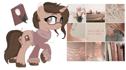 Size: 1280x718 | Tagged: safe, artist:ipandacakes, imported from derpibooru, oc, oc only, pony, unicorn, aesthetics, clothes, female, glasses, mare, moodboard, simple background, solo, sweater, transparent background