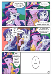 Size: 1024x1455 | Tagged: safe, artist:kingkero, imported from derpibooru, rarity, twilight sparkle, alicorn, pony, unicorn, comic:my little unicorn, the last problem, blushing, boop, comforting, comic, cute, female, hug, lesbian, noseboop, older, older rarity, older twilight, princess twilight 2.0, rarilight, shipping, twilight sparkle (alicorn), winghug, wings