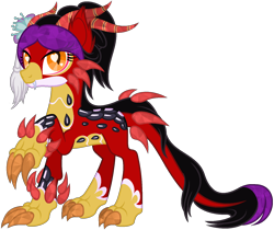 Size: 1550x1300 | Tagged: safe, artist:s-aiitochan, imported from derpibooru, oc, oc only, oc:yu long, original species, adoptable, claws, closed species, crysvalonia, gemstone pony, gemstones, red, scales, simple background, transparent background