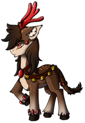 Size: 712x1034 | Tagged: safe, artist:duskinator, imported from derpibooru, oc, original species, adoptable, antlers, brown mane, closed species, crysvalonia, gemstone pony, gemstones, male, red eyes, simple background, transparent background