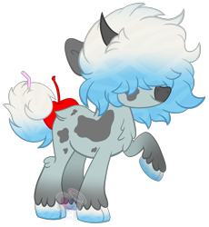 Size: 2639x2865 | Tagged: safe, artist:pure-blue-heart, imported from derpibooru, oc, oc:tuna, cow, original species, adoptable, cherry, closed species, cocktail colt, food, male, simple background, stallion, transparent background