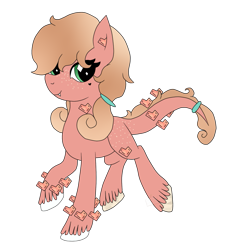 Size: 857x932 | Tagged: safe, artist:pure-blue-heart, imported from derpibooru, oc, oc:rosy, original species, adoptable, beauty mark, closed species, crysvalonia, female, gemstone pony, hairband, heart, mare, pink, simple background, transparent background