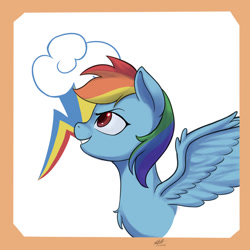 Size: 1024x1024 | Tagged: safe, artist:nlhetfield, imported from derpibooru, rainbow dash, pegasus, pony, bust, simple background, smiling, solo