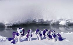 Size: 2048x1263 | Tagged: safe, imported from derpibooru, photographer:pakapaka1993, rarity, pony, unicorn, hot springs, irl, japan, photo, plushie, river, self paradox, self ponidox, snow, water, winter