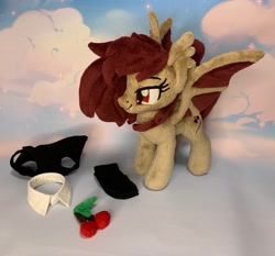 Size: 1280x1191 | Tagged: safe, artist:xeto_de, imported from derpibooru, oc, oc:cherry gloom, bat pony, irl, photo, plushie, solo