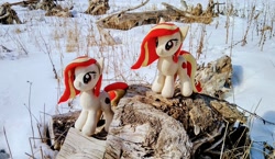 Size: 2048x1187 | Tagged: safe, imported from derpibooru, photographer:pakapaka1993, oc, oc only, oc:poniko, pony, duo, irl, japan, photo, plushie, self paradox, self ponidox, snow, winter