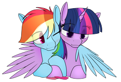 Size: 6100x4150 | Tagged: safe, artist:dacaoo, imported from derpibooru, rainbow dash, twilight sparkle, alicorn, pegasus, pony, blushing, female, heart, holiday, hug, lesbian, shipping, simple background, transparent background, twidash, twilight sparkle (alicorn), valentine's day, winghug, wings