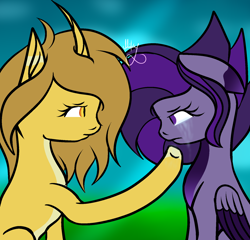 Size: 1652x1588 | Tagged: safe, artist:thecommandermiky, imported from derpibooru, oc, pegasus, unicorn, crying, sad