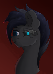 Size: 4960x7015 | Tagged: safe, artist:dvfrost, imported from derpibooru, oc, cyborg, cyborg pony, pony, fallout equestria, bust, fallout, head, pony oc, portrait, simple background, solo