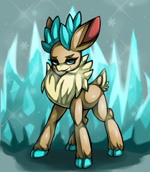 Size: 1543x1764 | Tagged: safe, artist:kyouman1010, imported from derpibooru, deer, reindeer, them's fightin' herds, community related, female, full body, ice, looking at you, solo, velvet (tfh)