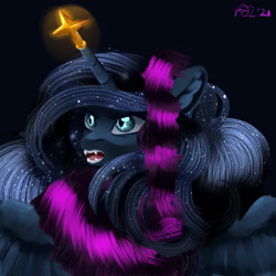 Size: 2000x2000 | Tagged: safe, artist:rdz, imported from derpibooru, princess luna, alicorn, angry, christmas decoration, female, solo