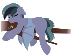 Size: 3065x2421 | Tagged: safe, artist:samsailz, imported from derpibooru, oc, oc only, oc:scrimmy, bat pony, pony, bat pony oc, simple background, sleeping, solo, transparent background, tree, tree branch