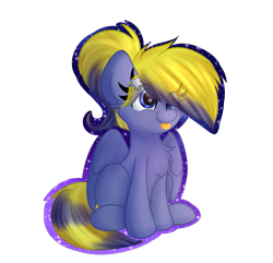 Size: 1815x1750 | Tagged: safe, artist:lbrcloud, imported from derpibooru, oc, oc only, oc:star hunter, pegasus, pony, cute, female, hairpin, mare, ponytail, simple background, sitting, solo, sticker, tongue out, transparent background, wings