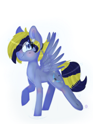 Size: 768x1024 | Tagged: safe, artist:galapixels, imported from derpibooru, oc, oc only, oc:star hunter, pegasus, pony, blue eyes, blushing, female, looking at you, mare, ponytail, simple background, smiling, smiling at you, solo, transparent background, wings