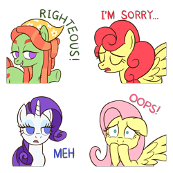 Size: 2000x2000 | Tagged: safe, artist:sazanamibd, imported from derpibooru, fluttershy, rarity, strawberry sunrise, tree hugger, earth pony, pegasus, pony, unicorn, bust, female, mare, meh, oops, simple background, sticker, transparent background