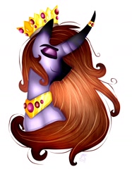 Size: 1190x1590 | Tagged: safe, imported from ponybooru, oc, pony, crown, eyes closed, horn, jewelry, mane, regalia