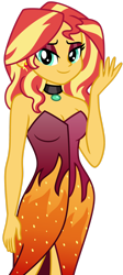 Size: 1024x2284 | Tagged: safe, artist:emeraldblast63, imported from derpibooru, sunset shimmer, equestria girls, bare shoulders, female, fiery shimmer, simple background, sleeveless, solo, strapless, transparent background