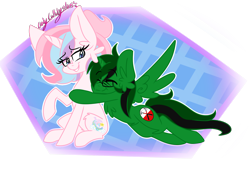 Size: 1438x1000 | Tagged: safe, artist:ladylullabystar, imported from derpibooru, oc, oc:fernando jesús, oc:lullaby star, alicorn, pony, unicorn, art trade, female, hug, male, mare, pink floyd, simple background, the wall, transparent background