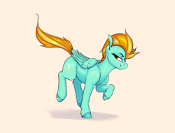 Size: 2766x2103 | Tagged: safe, artist:aquaticvibes, imported from derpibooru, lightning dust, pegasus, pony, female, lidded eyes, mare, simple background, smiling, solo, tan background