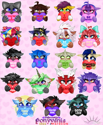 Size: 4935x6000 | Tagged: safe, artist:nekomellow, imported from derpibooru, oc, oc:amelia, oc:cinnamon music, oc:moonglow, oc:petal brass, dragon, pony, cute, heart, hearts and hooves day, holiday, valentine's day