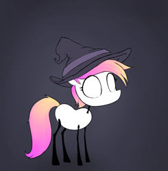 Size: 1084x1106 | Tagged: artist needed, safe, imported from derpibooru, earth pony, pony, female, gray background, hat, mare, simple background, solo, stickmare, witch hat