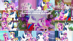 Size: 1280x720 | Tagged: safe, edit, edited screencap, editor:quoterific, imported from derpibooru, screencap, hayseed turnip truck, linky, parasol, princess cadance, princess flurry heart, shining armor, shoeshine, alicorn, crystal pony, earth pony, pony, unicorn, a canterlot wedding, a flurry of emotions, best gift ever, once upon a zeppelin, season 2, season 3, season 5, season 6, season 7, season 9, slice of life (episode), the crystal empire, the crystalling, the ending of the end, the one where pinkie pie knows, the times they are a changeling, spoiler:s09, airship, baby, baby pony, cadance and shining day, cake, crown, crying, crystal empire, crystallized, eyes closed, female, filly, foal, food, jewelry, magic, male, mare, open mouth, open smile, ponyville town hall, regalia, sad, smiling, spread wings, stallion, sugarcube corner, telekinesis, twilight's castle, wings, zeppelin