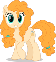 Size: 4105x4587 | Tagged: safe, artist:thatusualguy06, imported from derpibooru, pear butter, earth pony, pony, the perfect pear, .svg available, absurd resolution, colored pupils, female, full body, grin, hooves, mare, movie accurate, shadow, simple background, smiling, solo, standing, svg, tail, transparent background, vector