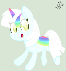 Size: 447x480 | Tagged: safe, artist:yulianapie26, imported from derpibooru, oc, oc only, pony, unicorn, horn, signature, simple background, smiling, solo, starry eyes, unicorn oc, wingding eyes