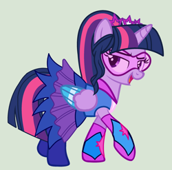 Size: 2176x2152 | Tagged: safe, artist:yulianapie26, imported from derpibooru, twilight sparkle, alicorn, pony, equestria girls, legend of everfree, base used, clothes, colored wings, crystal guardian, dress, equestria girls outfit, eyelashes, female, mare, simple background, solo, twilight sparkle (alicorn), two toned wings, visor, wings